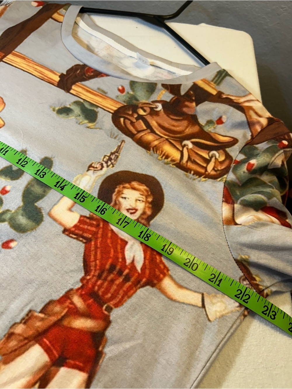 Women’s Cowboy Graphic Tee - Light Gray - Picture 5 of 5